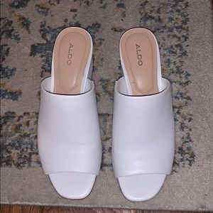 Aldo white mules